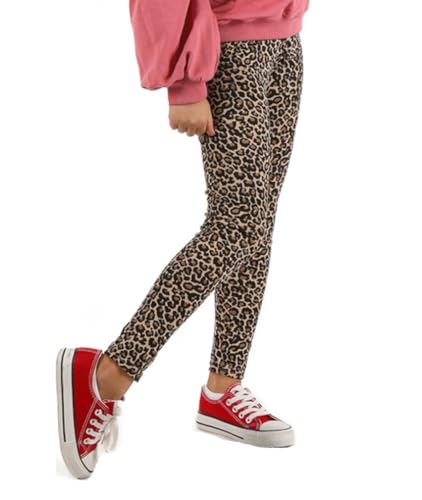 Dykmod Mädchen Leggings Lang für Kinder Baumwolle Leoparden Katzen Frühling Sommer Blumen hk285 140 Leo Braun von Dykmod