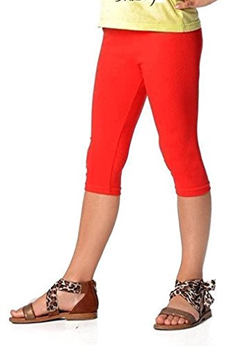 Dykmod Mädchen Leggings Leggins Capri 3/4 Bunte Farben mf16 128, Rot von Dykmod