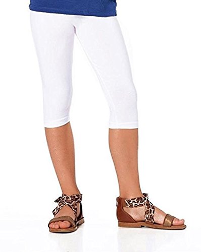 Dykmod Mädchen Leggings Leggins Capri 3/4 Bunte Farben mf16 146, Weiß von Dykmod