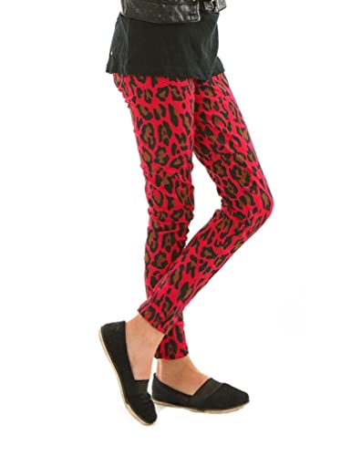 Dykmod Mädchen Leggings Leggins Kinder Katzen Blumen Muster hk285 116 Leo Rot von Dykmod