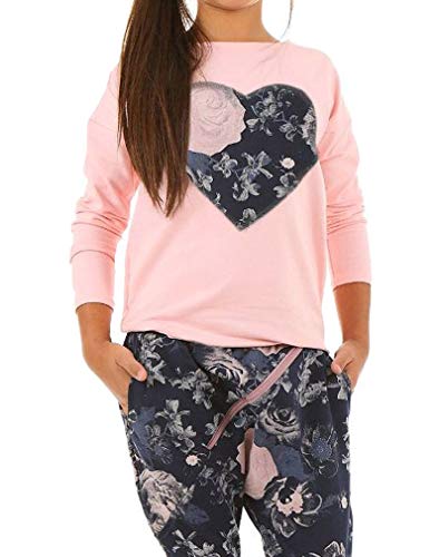 Dykmod Mädchen Pullover Sweatshirt mit Herz für Kinder hk307 116 Rosa-Blumen von Dykmod