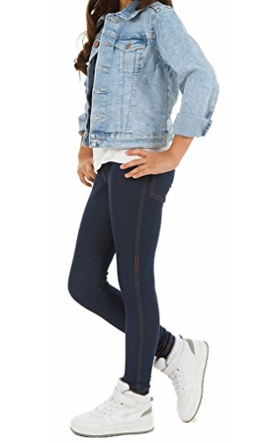 Dykmod Mädchen Thermo Leggings Hose Winter Herbst Jeans-Look Jeggings Treggings hk292 146 Dunkelblau von Dykmod