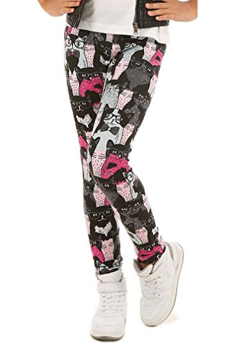 Dykmod Mädchen Warme Thermo Leggings Winter Jeansoptik Leo Sterne Kinder Thermohose hk310 152 Katzen von Dykmod