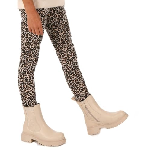 Dykmod Mädchen Warme Thermo Leggings Winter Jeansoptik Leo Sterne Kinder Thermohose hk310 152 Leo Braun von Dykmod