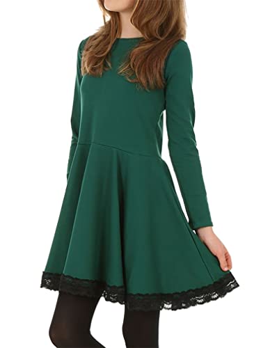 Kinder Mädchen Kleid Ausgestelltes Festlich A Linie Spitze hk132 116, Grün von Dykmod