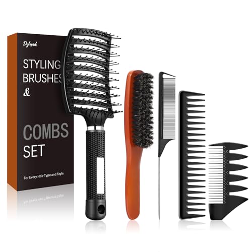 Haarbürste Ohne Ziepen&Kamm Set für Damen und Herren,Wildschweinborsten Sleek Bürste,Bartbürste Männer,Lockenkamm,Kamm grobzinkig,Friseurkamm,Barber kamm Haarbürste Ohne Ziepen&Kamm Set für Damen und Herren,Wildschweinborsten Sleek Bürste,Bartbürste Männer,Lockenkamm,Kamm grobzinkig,Friseurkamm,Barber kamm von Dylapick