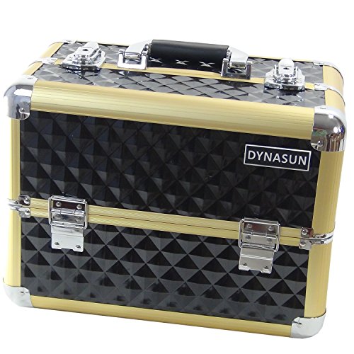 DynaSun BS36 37x23x28cm XXL Schwarz/Gold Designer Profi Beautycase Schminkkoffer Kosmetikkoffer Schmuckfach Beauty Case Reise Box von DynaSun