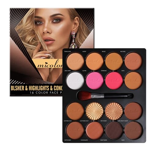 Dynaeuty Contouring Palette, 16-Farben-Pulver-Konturenpalette, Cosmetics Contour and Highlighting Powder Foundation Palette, Für Helle & Dunkle Haut #B von Dynaeuty
