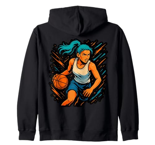 Mädchen Basketballspieler in Bewegung Grafik Kinder Mädchen Kapuzenjacke Mädchen Basketballspieler in Bewegung Grafik Kinder Mädchen Kapuzenjacke von Dynamic Basketball Girl Sporty Style Activewear