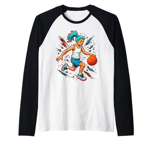Mädchen Basketballspieler in Bewegung Grafik Kinder Mädchen Raglan Mädchen Basketballspieler in Bewegung Grafik Kinder Mädchen Raglan von Dynamic Basketball Girl Sporty Style Activewear
