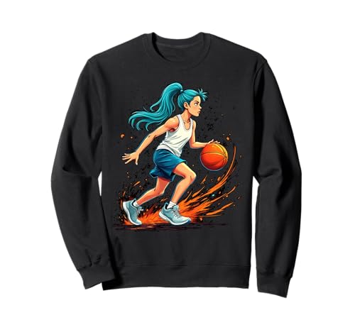 Mädchen Basketballspieler in Bewegung Grafik Kinder Mädchen Sweatshirt Mädchen Basketballspieler in Bewegung Grafik Kinder Mädchen Sweatshirt von Dynamic Basketball Girl Sporty Style Activewear