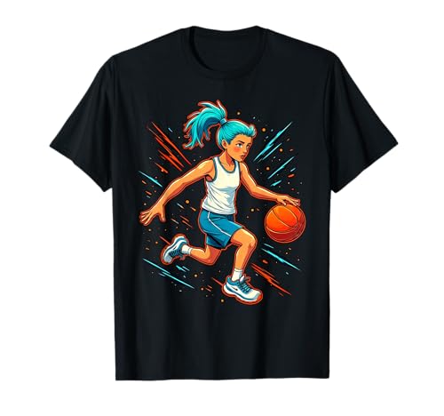 Mädchen Basketballspieler in Bewegung Grafik Kinder Mädchen T-Shirt Mädchen Basketballspieler in Bewegung Grafik Kinder Mädchen T-Shirt von Dynamic Basketball Girl Sporty Style Activewear