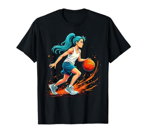 Mädchen Basketballspieler in Bewegung Grafik Kinder Mädchen T-Shirt Mädchen Basketballspieler in Bewegung Grafik Kinder Mädchen T-Shirt von Dynamic Basketball Girl Sporty Style Activewear