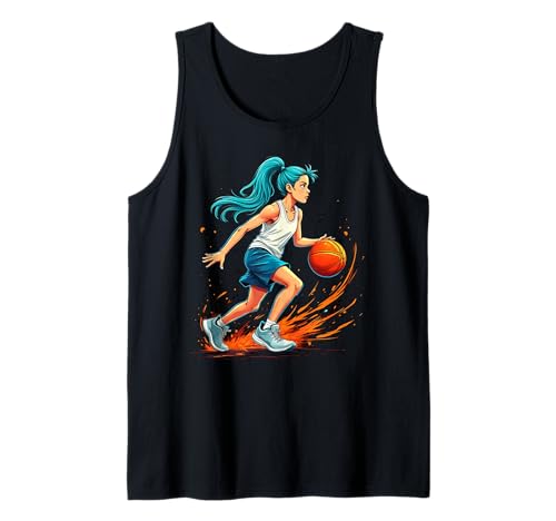 Mädchen Basketballspieler in Bewegung Grafik Kinder Mädchen Tank Top Mädchen Basketballspieler in Bewegung Grafik Kinder Mädchen Tank Top von Dynamic Basketball Girl Sporty Style Activewear