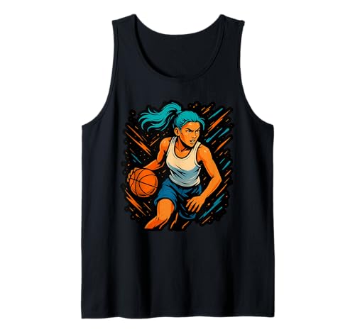 Mädchen Basketballspieler in Bewegung Grafik Kinder Mädchen Tank Top Mädchen Basketballspieler in Bewegung Grafik Kinder Mädchen Tank Top von Dynamic Basketball Girl Sporty Style Activewear