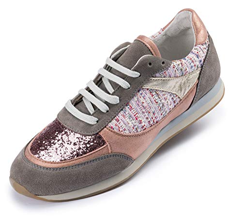 Dynamic24 Damen Leder Casual Sneaker Halbschuhe Freizeit Sport Schuhe Schnürschuhe Rose (38 EU) von Dynamic24