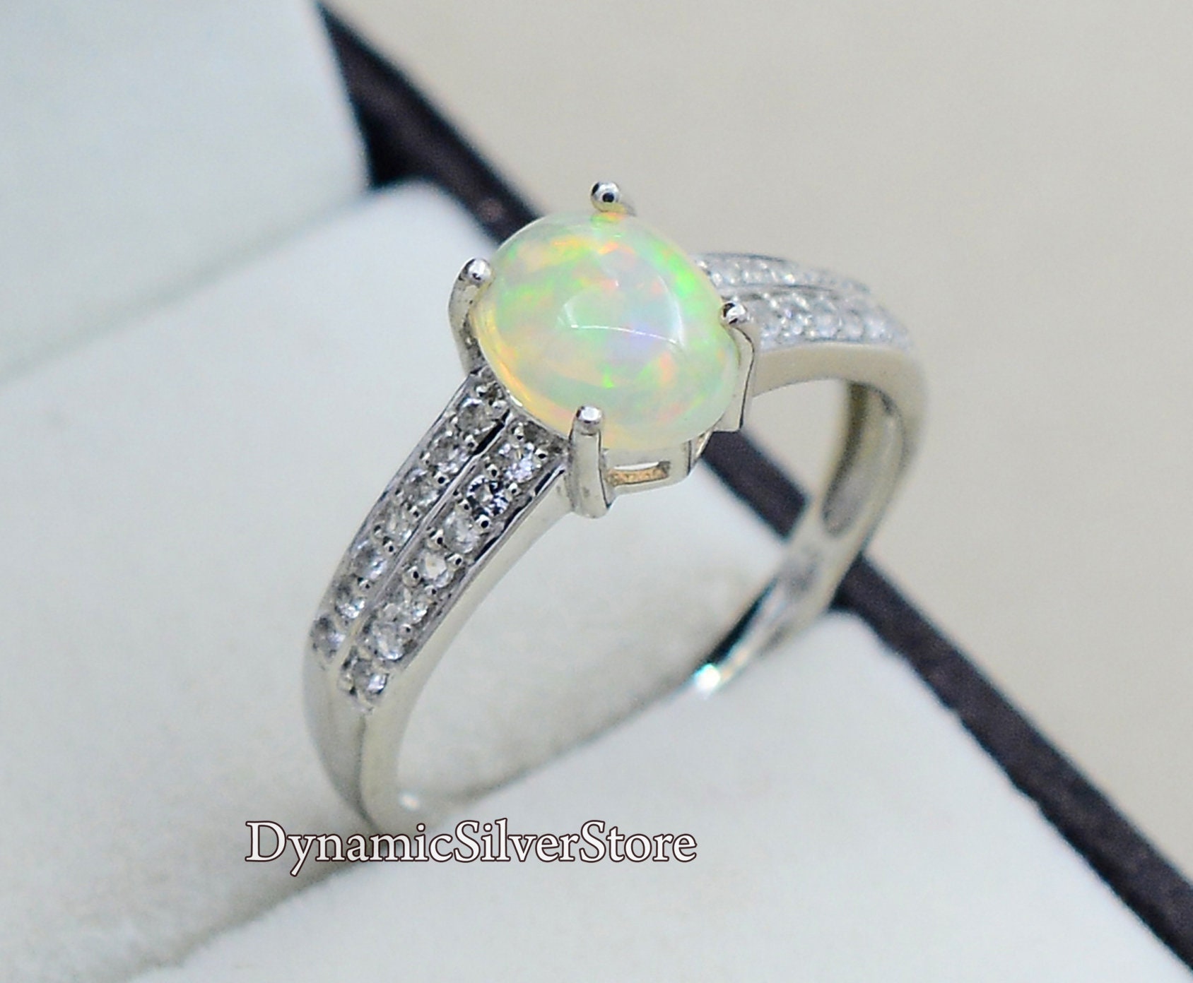 925 Sterling Silber Ring Natürlicher Regenbogen Feuer Opal Schmuck Oktober Geburtsstein Hochzeitsschmuck Geschenk Für Sie Weihnachtsgeschenk von DynamicSilverStore