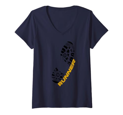 Damen Sprinter Athlet Training Motivation Energie T-Shirt mit V-Ausschnitt von Dynamik Ausdauer Laufen und Athletik Style