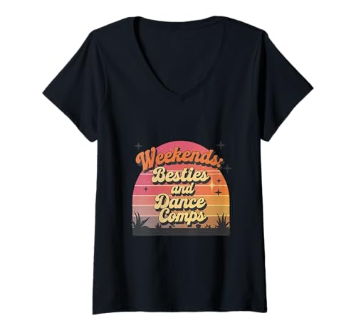 Damen Weekends Besties and Dance Comps Tänzerroutine |- T-Shirt mit V-Ausschnitt Damen Weekends Besties and Dance Comps Tänzerroutine |- T-Shirt mit V-Ausschnitt von Dynamische Tänzerroutine