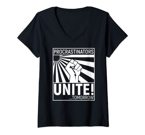 Damen Procrastinators unite T-Shirt mit V-Ausschnitt von Dynamitfrosch