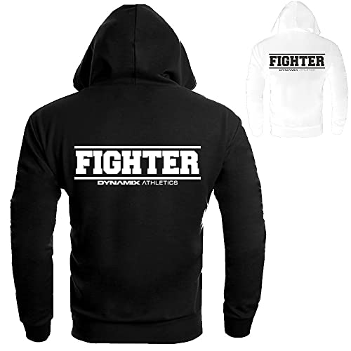 Dynamix Athletics Hoodie Conflict - Kapuzenpullover Hoody Sweater Sweatshirt Pullover mit Kapuze für Herren mit Fighter Print (as3, Alpha, m, Regular, Regular, Schwarz) von Dynamix Athletics