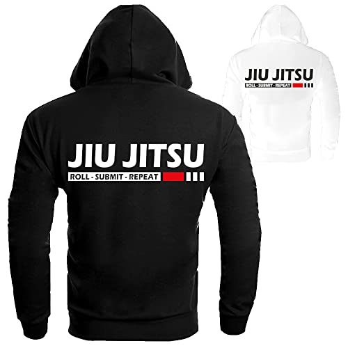 Dynamix Athletics Hoodie Jiu Jitsu Submit - BJJ Kampfsport Grappling Kapuzenpullover Hoody Sweater Sweatshirt mit Kapuze für Herren (as3, Alpha, l, Regular, Regular, Schwarz) von Dynamix Athletics