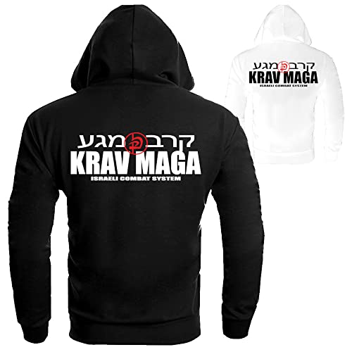 Dynamix Athletics Hoodie Krav MAGA Combat - Kampfsport Selbstverteidung Kapuzenpullover Sweater Sweatshirt mit Kapuze für Herren (as3, Alpha, m, Regular, Regular, Weiß) von Dynamix Athletics