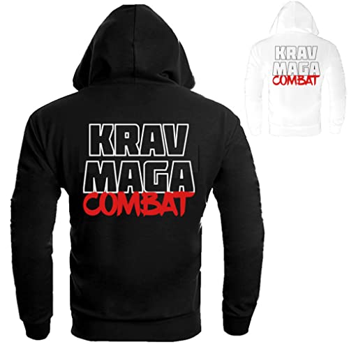 Dynamix Athletics Hoodie Krav MAGA Combat V2 - Kampfsport Selbstverteidigung Kapuzenpullover Hoody Sweater Sweatshirt mit Kapuze für Herren (as3, Alpha, x_l, Regular, Regular, Schwarz) von Dynamix Athletics