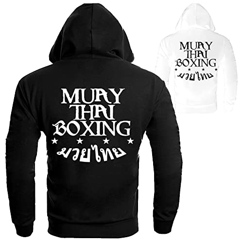 Dynamix Athletics Hoodie Muay Thai Boxing - Kampfsport Thaiboxen Kapuzenpullover Hoody Sweater Sweatshirt mit Kapuze für Herren (as3, Alpha, l, Regular, Regular, Weiß) von Dynamix Athletics