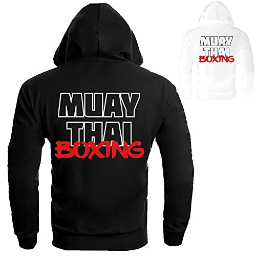 Dynamix Athletics Hoodie Muay Thai Life - Kampfsport Thaiboxen Kapuzenpullover Hoody Sweater Sweatshirt mit Kapuze für Herren (as3, Alpha, l, Regular, Regular, Weiß) von Dynamix Athletics