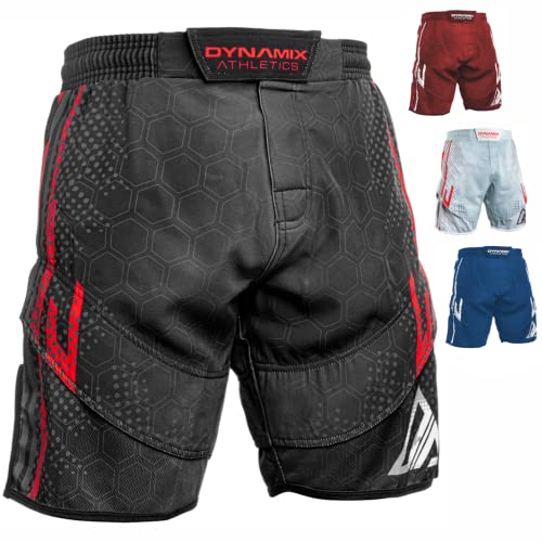 Dynamix Athletics Hybrid MMA Fight Shorts Sharp - Grappling Kampfsport Fitness Mixed Martial Arts Sport Training Hose für Herren mit MESH-Gewebe (as3, Alpha, m, Regular, Regular, Grau/Schwarz) von Dynamix Athletics