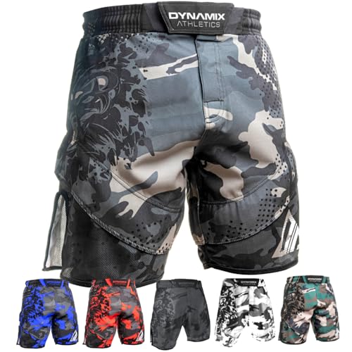 Dynamix Athletics Hybrid Training Shorts Predatex - MMA Grappling Kampfsport Fitness Martial Arts Fight Hose für Herren im Camouflage Style (as3, Alpha, x_l, Regular, Regular, Red Camo) von Dynamix Athletics