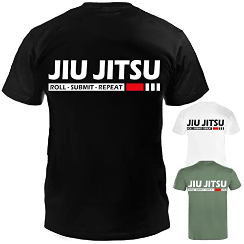 Dynamix Athletics T-Shirt Jiu Jitsu Submit - Jiu Jitsu Kampfsport MMA Grappling Shirt für Sport und Freizeit mit BJJ Aufdruck in 3 tollen Farben (as3, Alpha, s, Regular, Regular, Army Grün) von Dynamix Athletics