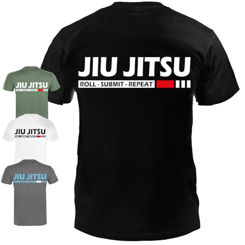 Dynamix Athletics T-Shirt Jiu Jitsu Submit - Jiu Jitsu Kampfsport MMA Grappling Shirt für Sport und Freizeit mit BJJ Aufdruck in 3 tollen Farben (as3, Alpha, s, Regular, Regular, Army Grün) von Dynamix Athletics