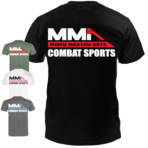 Dynamix Athletics T-Shirt MMA Sports - Herren Martial Arts Kampfsport MMA Shirt für Sport & Freizeit mit MMA Print (DE/NL/SE/PL, Alphanumerisch, L, Regular, Regular, Grau/Blau) von Dynamix Athletics