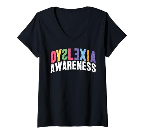 Damen Legasthenie Bewusstsein Legasthenie Monat Liebe Legasthenie T-Shirt mit V-Ausschnitt Damen Legasthenie Bewusstsein Legasthenie Monat Liebe Legasthenie T-Shirt mit V-Ausschnitt von Dyslexia Awareness Month Red In October Dyslexic