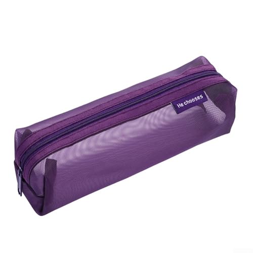 Transparente Netztasche für Schreibwaren und Kosmetika, großes Fassungsvermögen, Organizer für einfachen Zugriff, Violett von DystopiaWorld