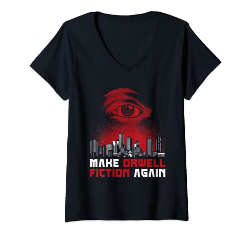 Damen Make Orwell Fiction Again - Dystopische Zukunft T-Shirt mit V-Ausschnitt von Dystopische Zukunft Designs