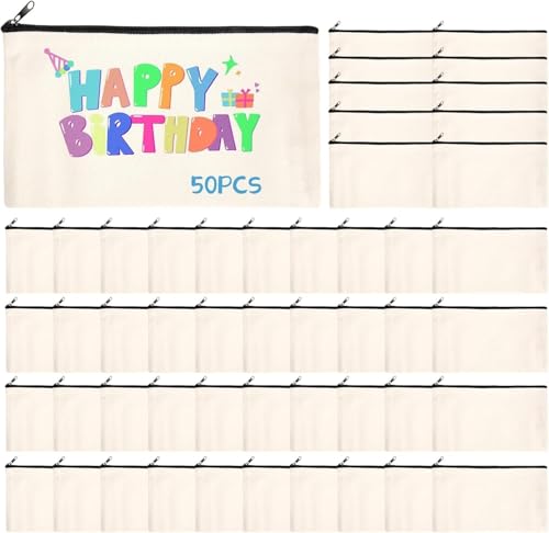 Dytabepl 50 StüCke Leinwand ReißVerschluss Tasche Bleistift FedermäPpchen Kosmetik Tasche Leere Tasche DIY Tasche Kosmetik Tasche Kosmetik Tasche DIY Schule von Dytabepl