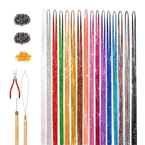 DzpKrka Haarset mit glänzenden Bändern | glänzende Haarverlängerungen für Frauen mit Werkzeugen – hitzebeständige glänzende Accessoires für Cosplay mit Werkzeugen für Weihnachten von DzpKrka