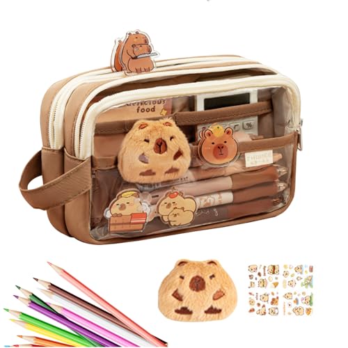 DzpKrka Niedliches Federmäppchen | Transparente Federtasche Mit Großem Fassungsvermögen & Ästhetischem Design - Organizer Für Radiergummi Lineale Schreibmaterialien Zeichenbedarf Kinder Mädchen von DzpKrka