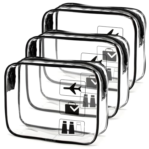 3 Stück Kulturbeutel Transparent, Kosmetiktasche Durchsichtig, 1 Liter Beutel Flugzeug Handgepäck, PVC Flüssigkeiten Beutel Handgepäck Reisezubehör für Männer, Frauen von Dzpuhuojz