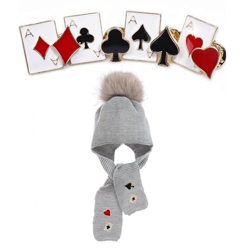 8 Stück Poker Brosche-Set,Brosche Spielkarten-Emaille,Hearts Spaten Revers Pin,für Kleidung Rucksäcke Schmuck Handwerk Dekor,Männer, Frauen, Tücher, Revers von Dzsomt