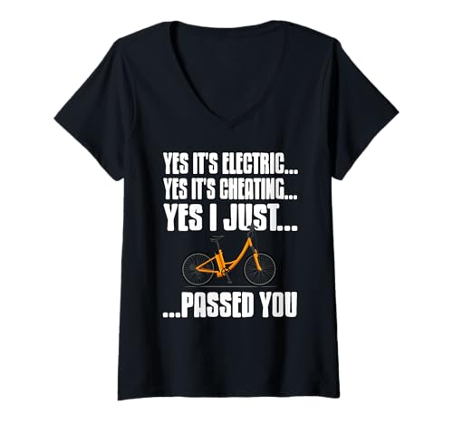 Damen Lustiger Elektroradfahrer Überholwitz Spruch T-Shirt mit V-Ausschnitt Damen Lustiger Elektroradfahrer Überholwitz Spruch T-Shirt mit V-Ausschnitt von E-Bike Fahrer Und Pendler Mit Humor