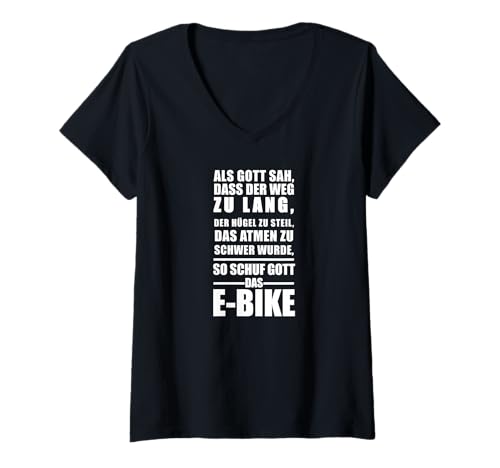 Damen E-Bike Ebike Fahrrad MTB Mountainbike Gott Schuf das E-Bike T-Shirt mit V-Ausschnitt Damen E-Bike Ebike Fahrrad MTB Mountainbike Gott Schuf das E-Bike T-Shirt mit V-Ausschnitt von E-Bike MTB Fahrrad Mountainbike Zubehör Shirts