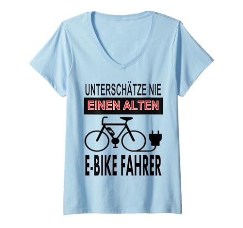 Damen Alter Mann fährt E-Bike T-Shirt Radfahren Radfahren Geschenk T-Shirt mit V-Ausschnitt Damen Alter Mann fährt E-Bike T-Shirt Radfahren Radfahren Geschenk T-Shirt mit V-Ausschnitt von E-Bike T-Shirt Fahrradfahrer Radsport Geschenkidee