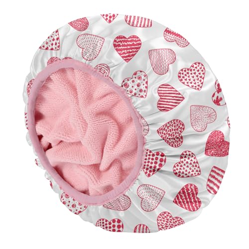 E ENASUE Wiederverwendbare 3-lagige Duschhaube,Extra-große wasserdichte Duschhaube, geeignet für alle Arten von langem Haar,Verstellbare Damen-Duschhaube, ideal für Mädchen (loving) von E ENASUE