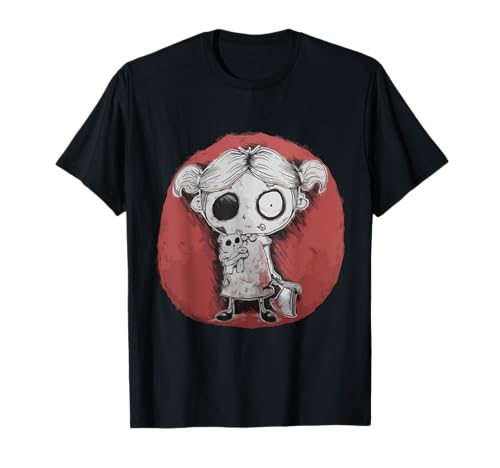 Alt Sad Girl mit großer Axt und einem Teddybär Creepy Goth Art T-Shirt von Aestehtic horror Artwork Graphic