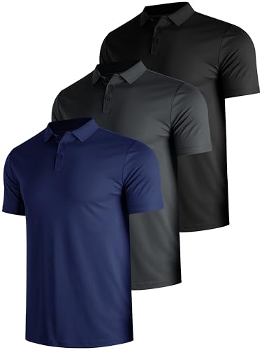 3er Pack Poloshirt Herren Kurzarm Atmungsaktiv Sport Polo Shirts Leicht Tennis Golf Polohemd Sommer Schnelltrocknend T Shirt Männer Set，4XL，3P1 von E-LIINJOYE