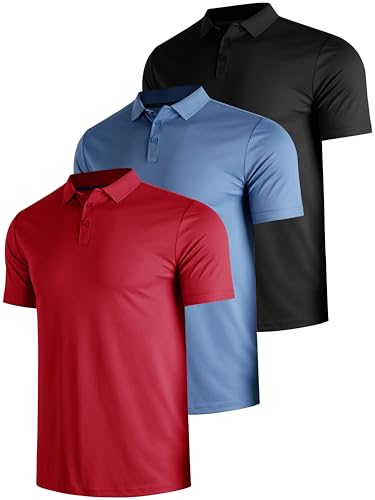 3er Pack Herren Polo Tshirt Atmungsaktiv Sport Poloshirts Kurzarm Leicht Tennis Golf Polohemd Sommer Work Polos Männer Set，M，3P4 von E-LIINJOYE